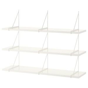 IKEA BERGSHULT / PERSHULT Wall Shelf Combo 120x30CM White, 3 Shelves