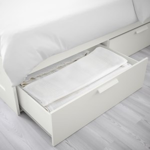 IKEA BRIMNES Bed Frame with Storage 158 x 206 cm White, Lonset