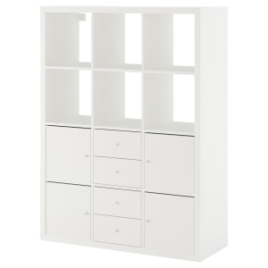 IKEA KALLAX Shelving Unit with 6 Inserts 112x147cm, White