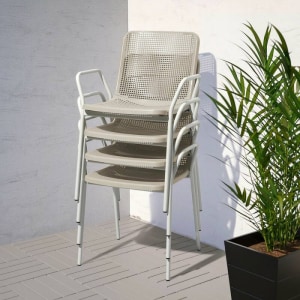 TORPARO Chair with armrests, in/outdoor, white/beige