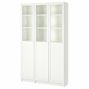 IKEA BILLY/OXBERG Bookcase with panel/glass doors, white/glass, 120x30x202 cm