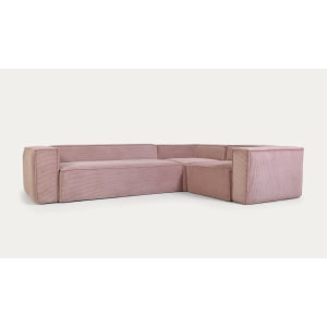 Kave Home BLOK 4-Seat Corner Sofa, Corduroy, 320x230cm, Pink