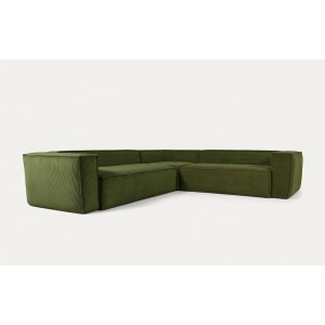 Kave Home BLOK 4-Seat Corner Sofa, Corduroy, 290x290cm, Green