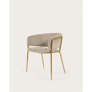 Kave Home RUNNIE Chenille Dining Chair, Beige