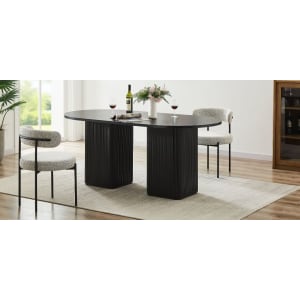 Lifely Tate Ripple Oval Dining Table, Black