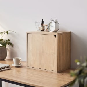 Linspire Geo Single Cube Storage with door, Natural