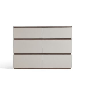 Linspire Rena Chest of 6 Drawers, Warm Wood & Grey