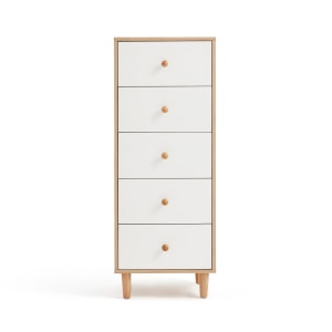 Linspire Fresko Chest of 5 Drawers, White & Natural, Narrow