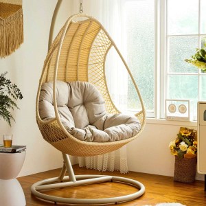 Linspire Cocoon Hanging Egg Chair with Cushion, Cream White