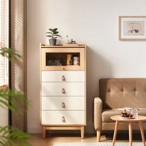 Linspire Aether Chest of 5 Drawers, Natural & White