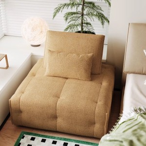 Linspire Mizu Boucle Lounge Sofa Bed, Large, Pastel Yellow