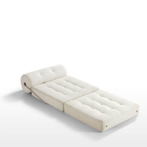 Linspire Sora Corduroy Lounge Sofa Bed, White