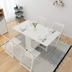 Loft Nordic Gateleg Solid Wood Table, 140x80CM, White