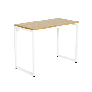 Loft Newton Steel Frame Desk, 100x50x74cm, White & Light Wood