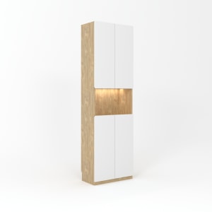 Loft Kiri Bookcase with 4 Doors, 0.6m, Light Wood & White