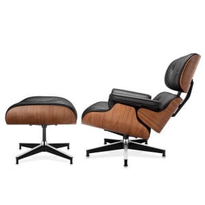 MODE Eames Replica Lounge Chair with ottoman, Natural Walnut and Black