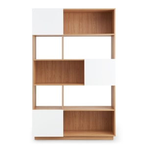 MODE Osten Bookcase, White & Oak Effect, 110x32x173cm