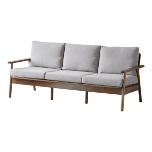 Solidwood Seattle 3-Seater Sofa,201x80CM, Grey/Dark Wood