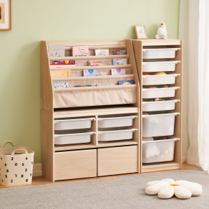 Solidwood Mio Kids Bookshelf + Toy Storage Combination with 2 Drawers, Set of 3