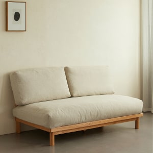 Solidwood Amber Sofa, 150cm, Beige & Natural