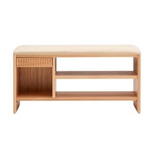 Solidwood Amber Shoe Storage Bench, Beige & Natural