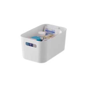 ZenLife Storage Basket with Handle, Medium-Narrow, White, 17x28x14cm