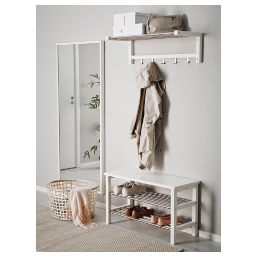 IKEA TJUSIG Bench with Shoe Storage 81x34x50cm, White