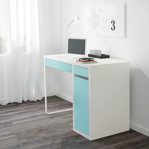 IKEA MICKE Desk - White, Light Turquoise, Workspaces