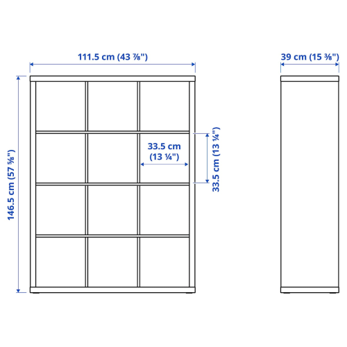 IKEA KALLAX Shelving Unit 112x147cm, White Stained Oak Effect