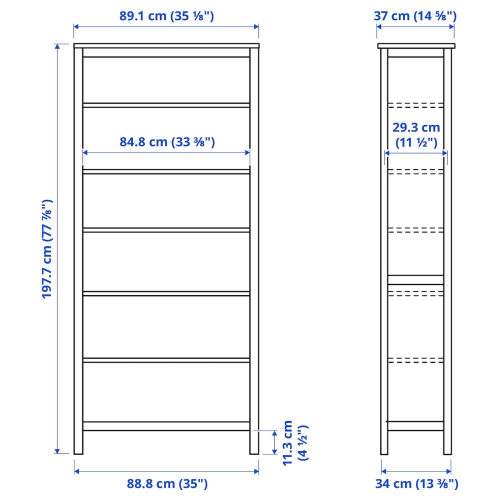 IKEA HEMNES Bookcase 90x198cm, White Stain, Light Brown