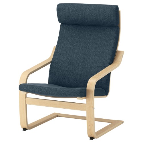 IKEA POANG Armchair 68x83x100cm, Birch Veneer, Hillared Dark Blue