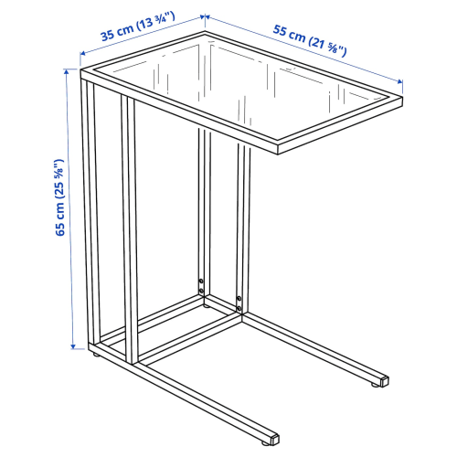 IKEA VITTSJO Laptop Stand Glass, 35x65cm, Black-Brown