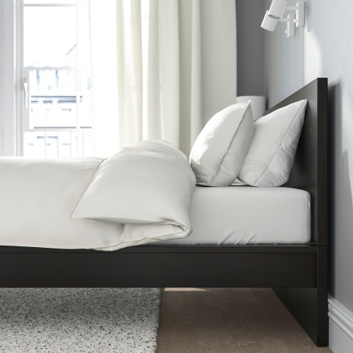 IKEA Malm Queen size Bed, 166cm x 209cm, Black-Brown, Luroy