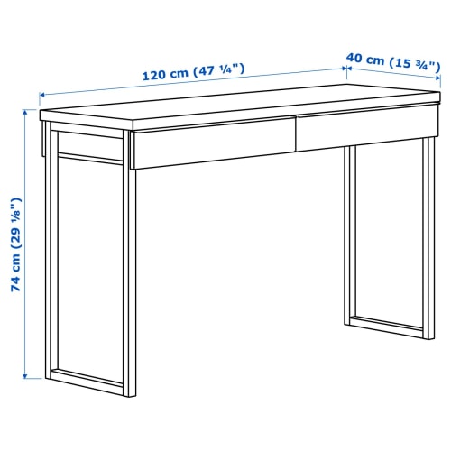 IKEA BESTA BURS Desk 120x40x74cm, High-Gloss White