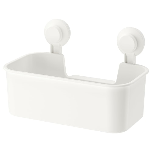 IKEA TISKEN Basket With Suction Cup, WHITE