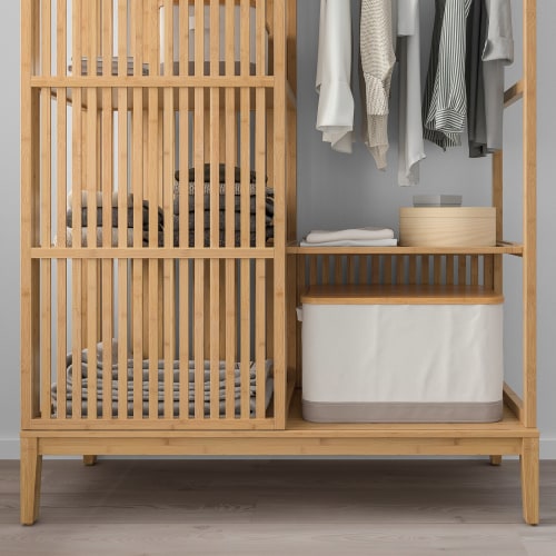 IKEA NORDKISA Open Wardrobe with Sliding Door 120x186cm, Bamboo