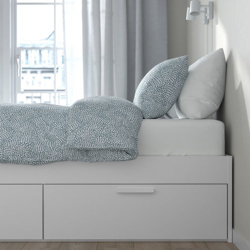 IKEA BRIMNES Bed Frame with Storage 158 x 206 cm White, Lonset