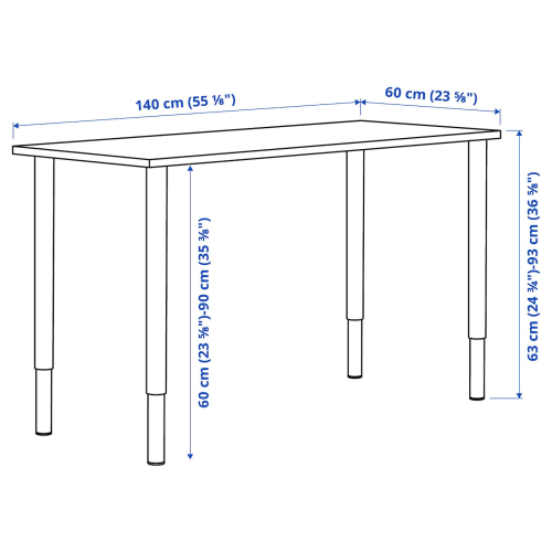 LAGKAPTEN / ALEX desk, white stained oak effect/white, 140x60 cm - IKEA