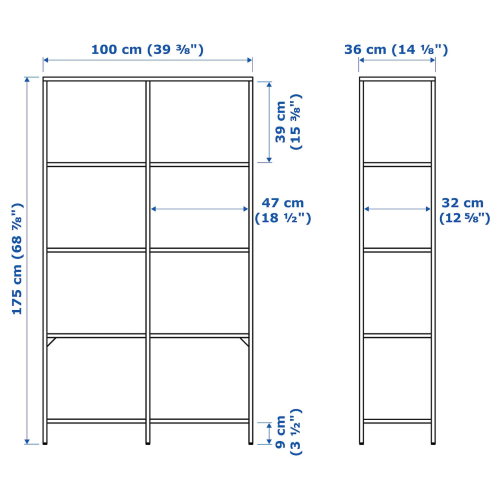 IKEA VITTSJO Shelving Unit 100x175cm, Black-brown, Glass