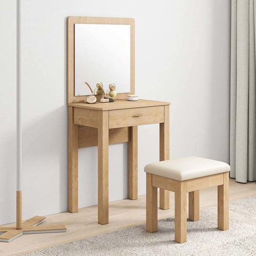 Loft Japandi Stool, 42x30CM, Oak veneer & White