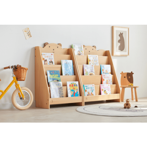 Solidwood Ayla Bear Styling Bookshelf of Five-tier, 60x33CM, Beech