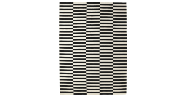 STOCKHOLM rug, flatwoven, handmade/stripe black/off-white, 5'7x7