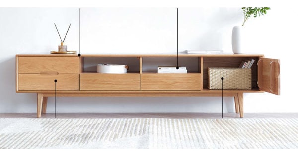 Solidwood Bailey TV Stand 120cm, Furniture