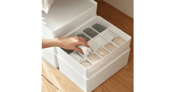 ZenLife Underwear Storage Box, 15 Grid, White, 30x23x9cm