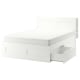 IKEA BRIMNES Bed Frame w Storage and Headboard 150x200CM White, Lönset