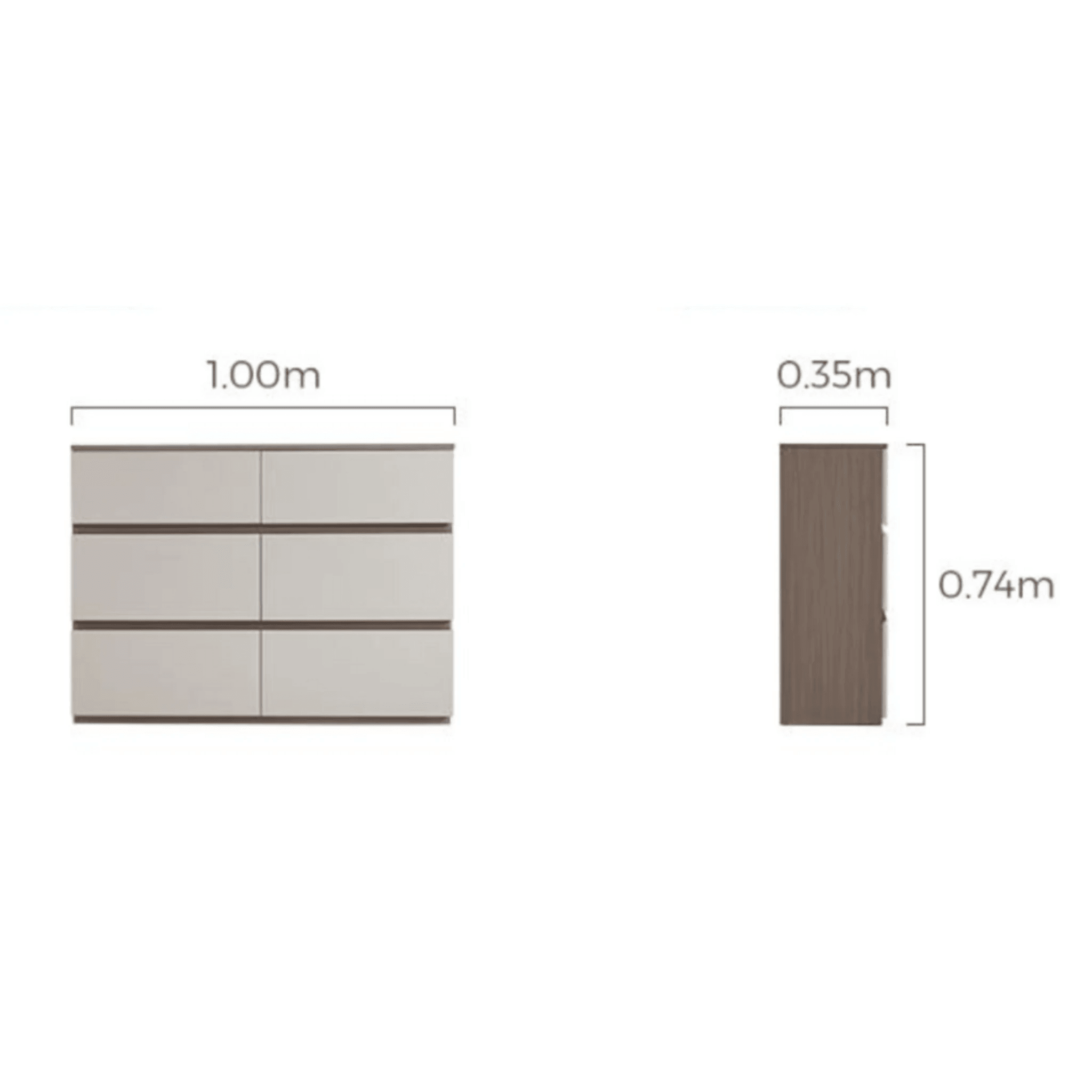 Linspire Rena Chest of 6 Drawers, Light Grey & Natural Wood