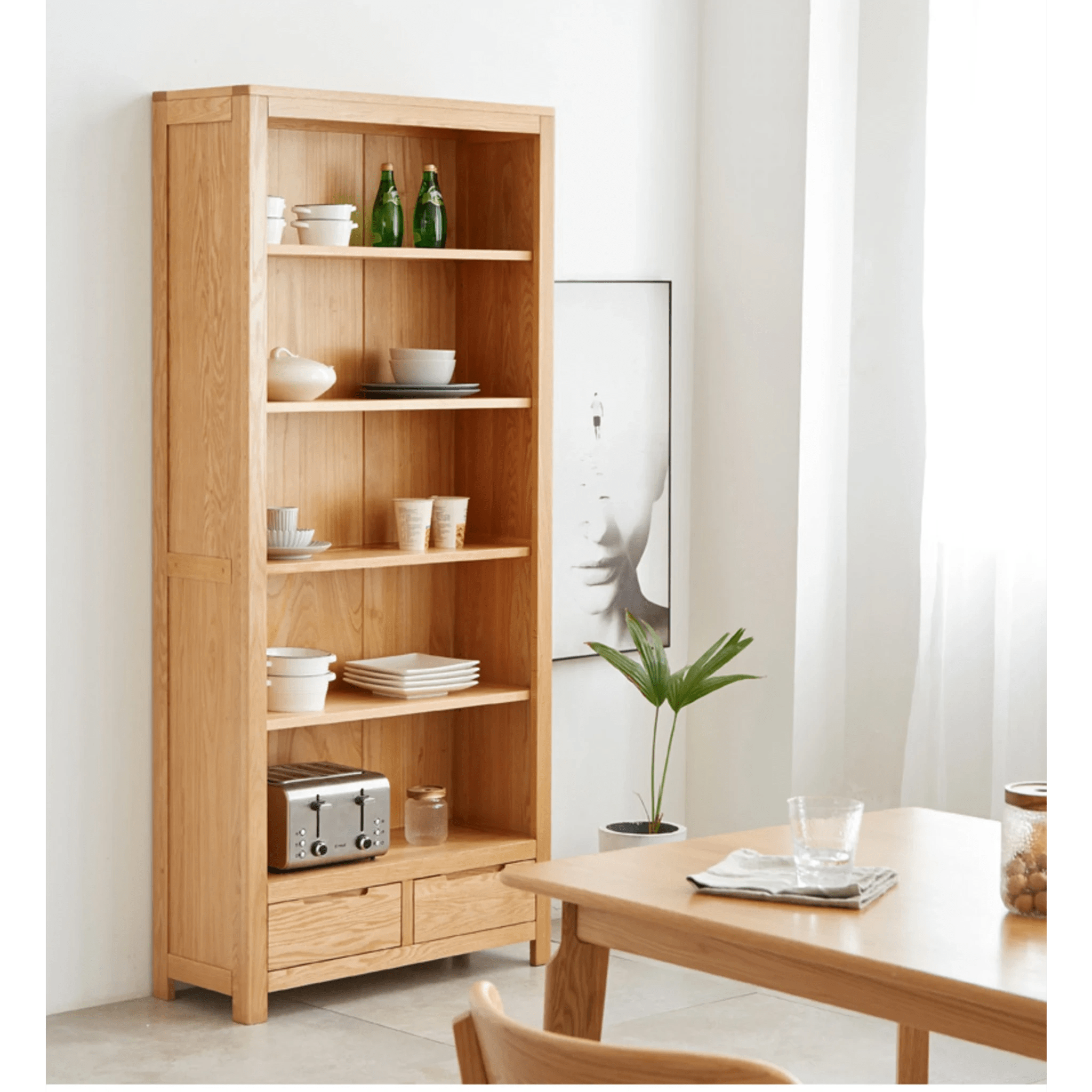 Solidwood Norway Bookcase, 85x32CM, Natural Wood