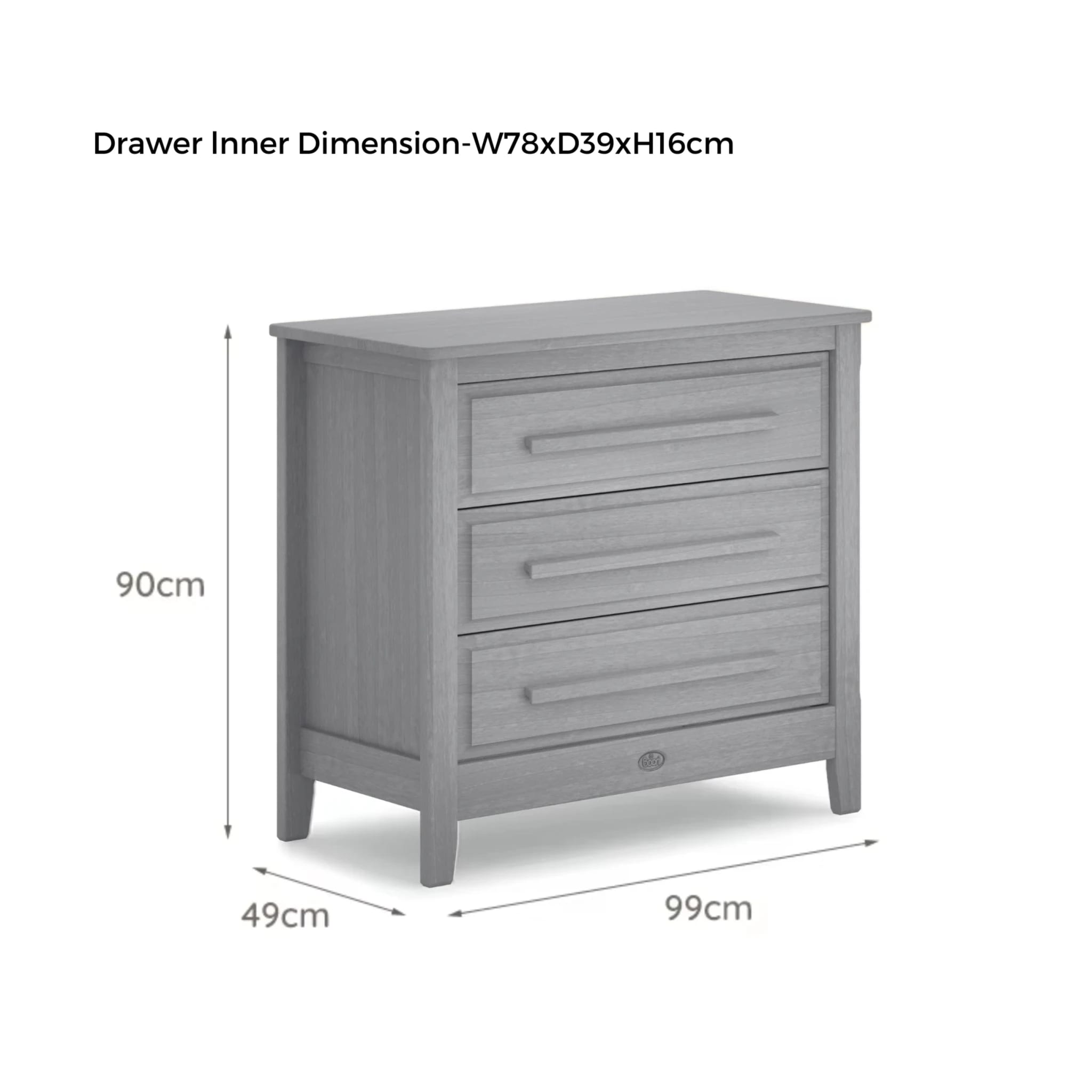 Boori Linear Kids 3 Drawer Chest Smart Assembly, Cherry