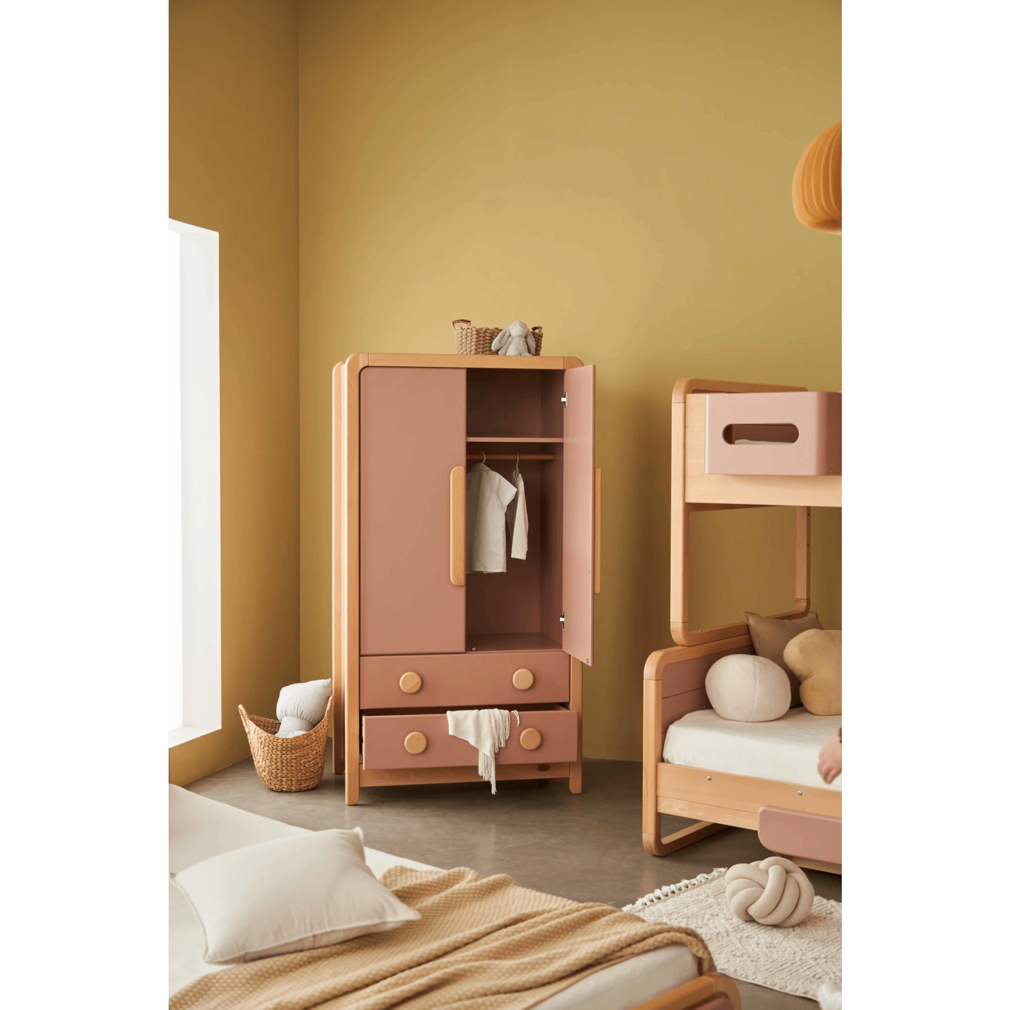 Boori Byron Kids 2 Door wardrobe with 2 drawers, Cherry