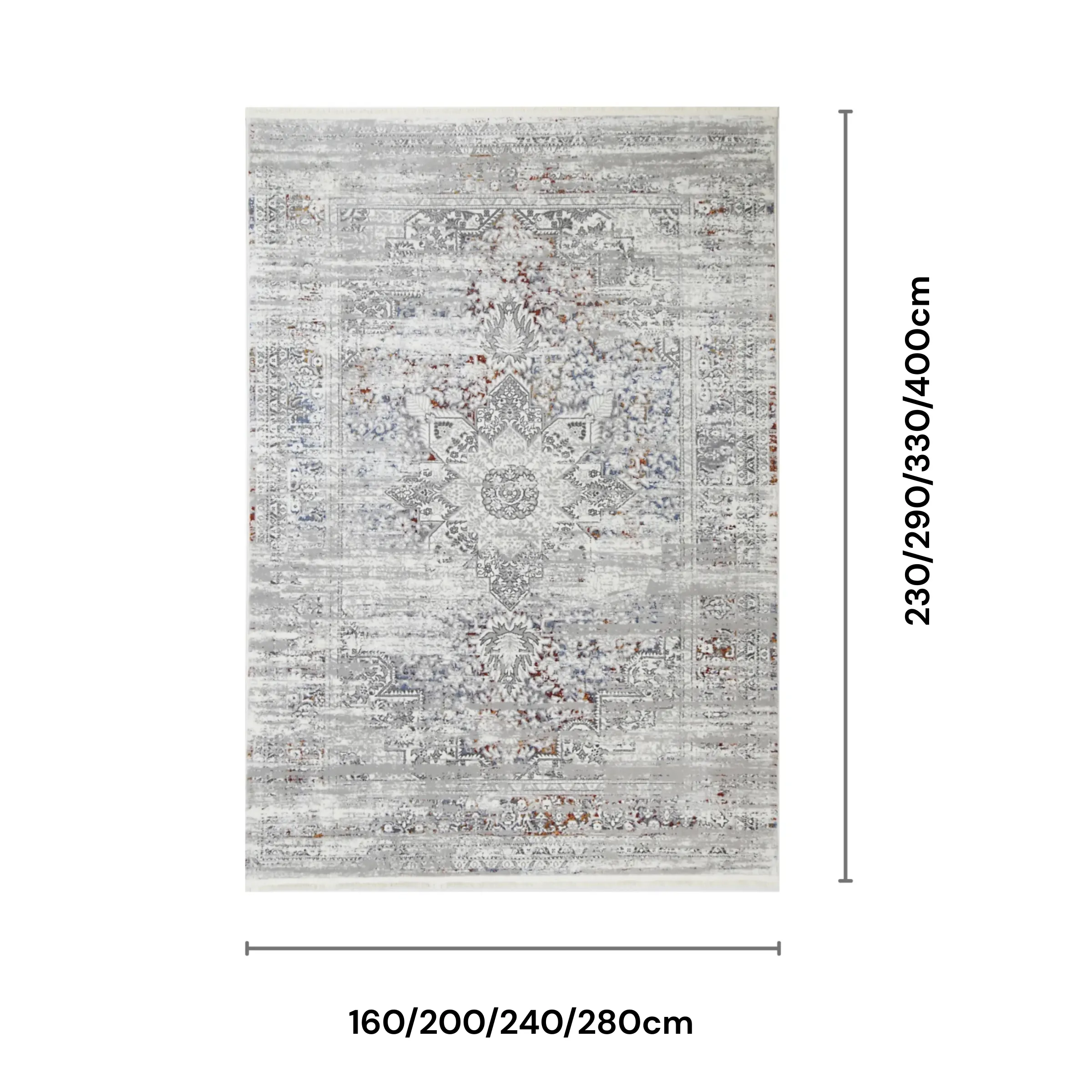 DreamWeaver Odyssey Vintage Rug, Grey Multi, 160x230cm